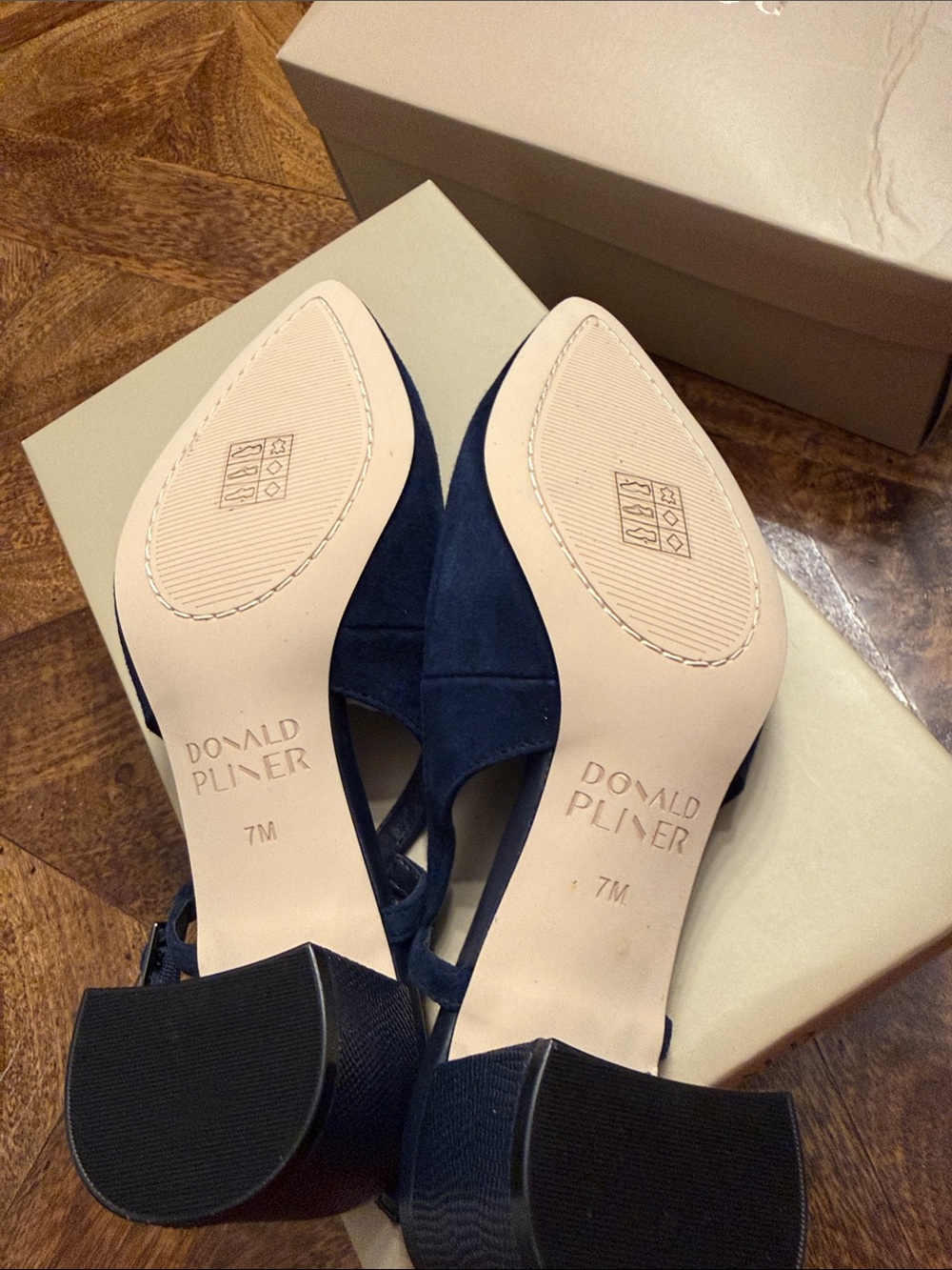 Donald J. Pliner Navy Suede Pointed Toe Slingback - Picture 4 of 4